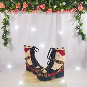 Burgundy Cheetah Boot